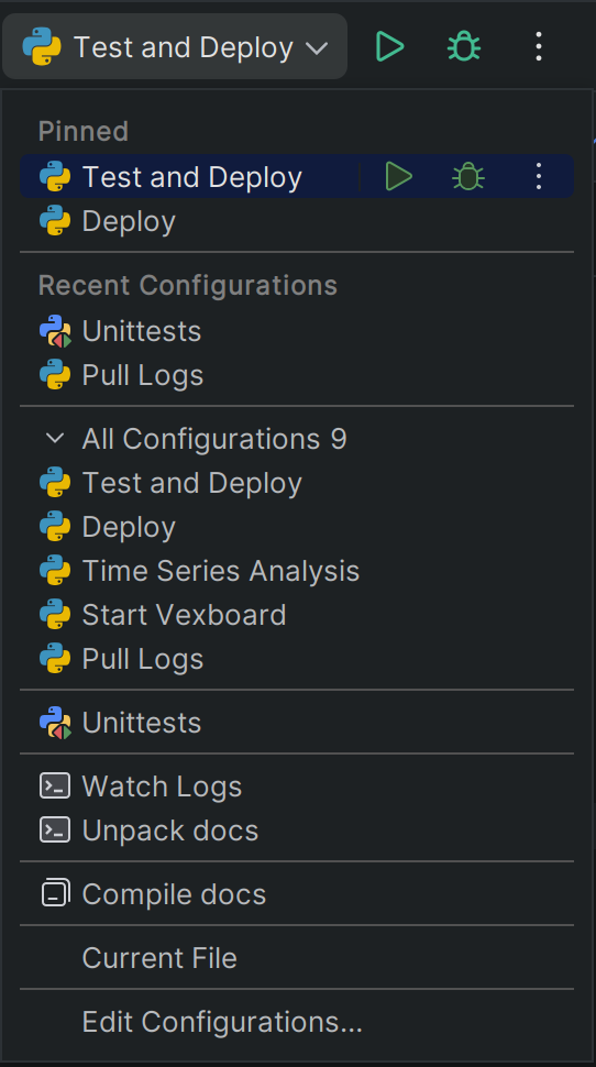 PyCharm run configurations PyCharm run configurations